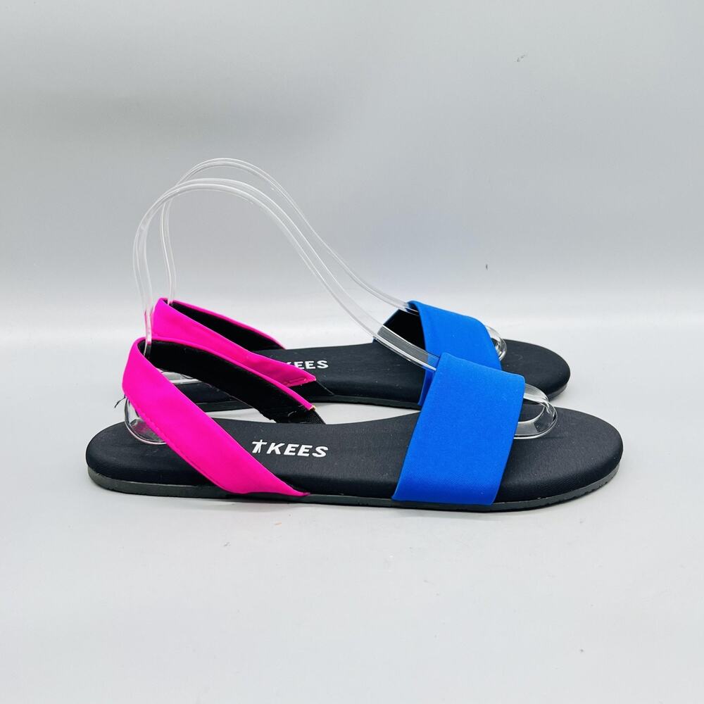 TKEES Sandals Womens 8 Multicolor Synthetic Slingback Strap Flat Casual Shoes